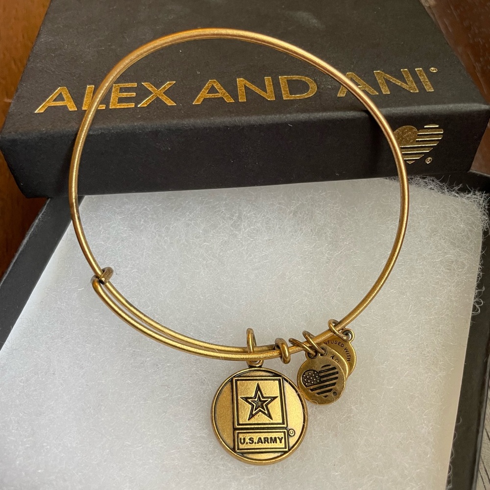 Alex and Ani Gold Army Bangle Bracelet